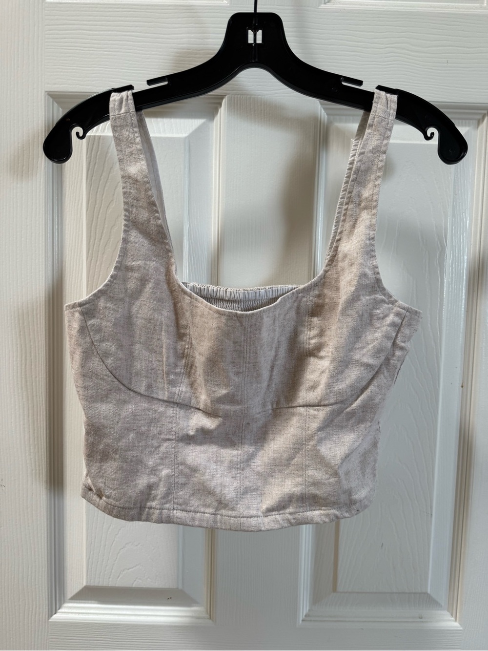 Banana Republic Light Beige Linen-Blend Crop Tank
